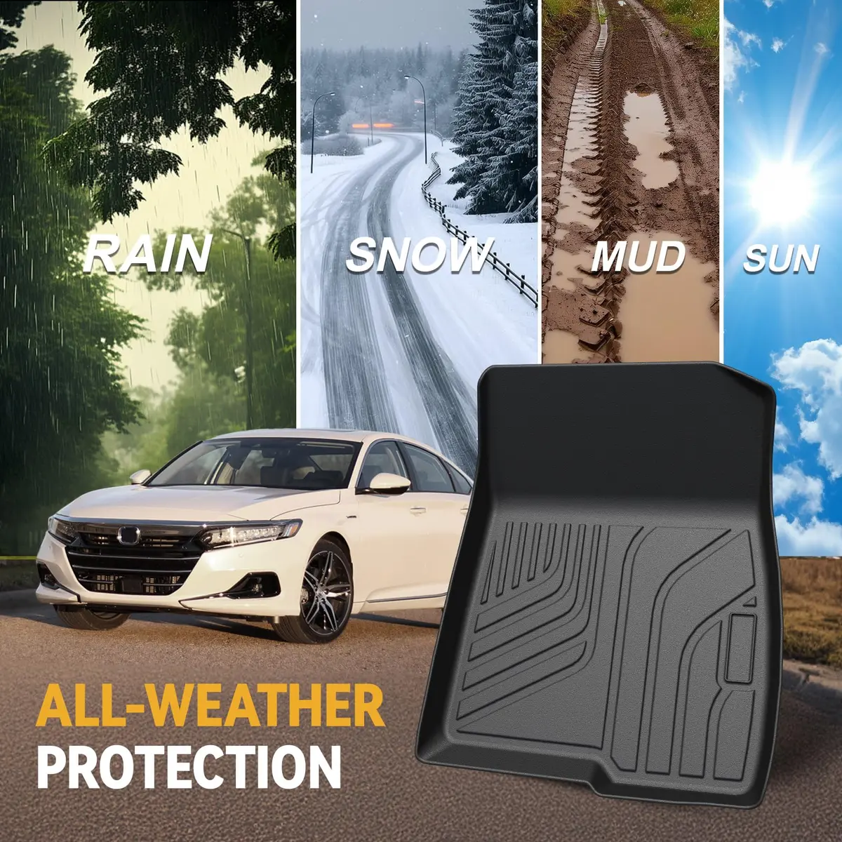 GALVAGNITE Full Set Floor Mats for 2018-2022 Honda Accord | Custom Fit, Eco-Safe TPE, All-Weather Protection - view 8