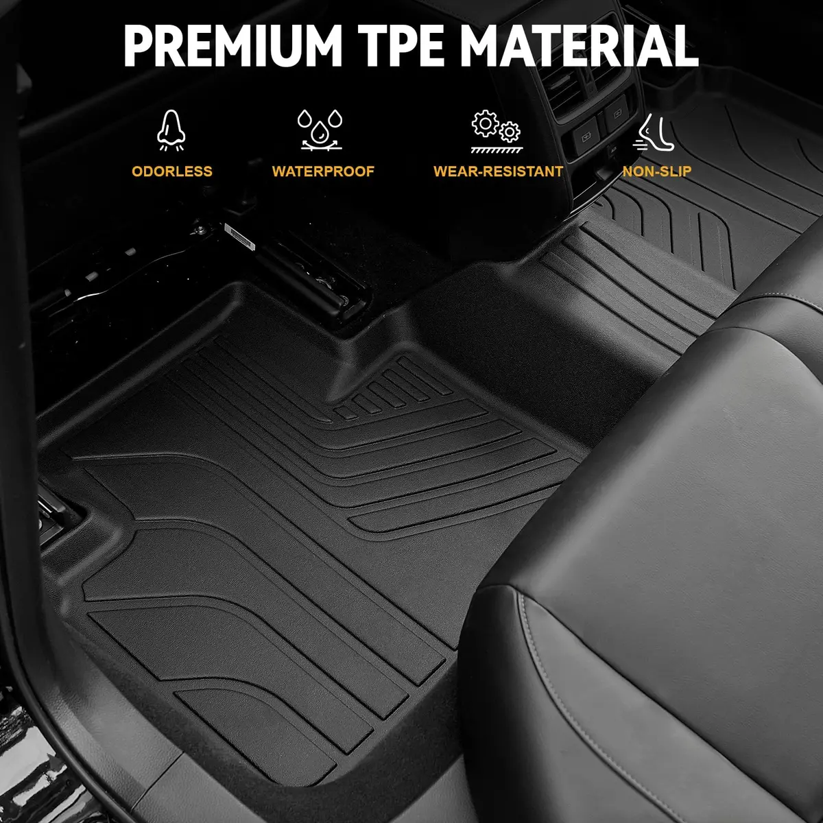 GALVAGNITE Full Set Floor Mats for 2018-2022 Honda Accord | Custom Fit, Eco-Safe TPE, All-Weather Protection - view 3