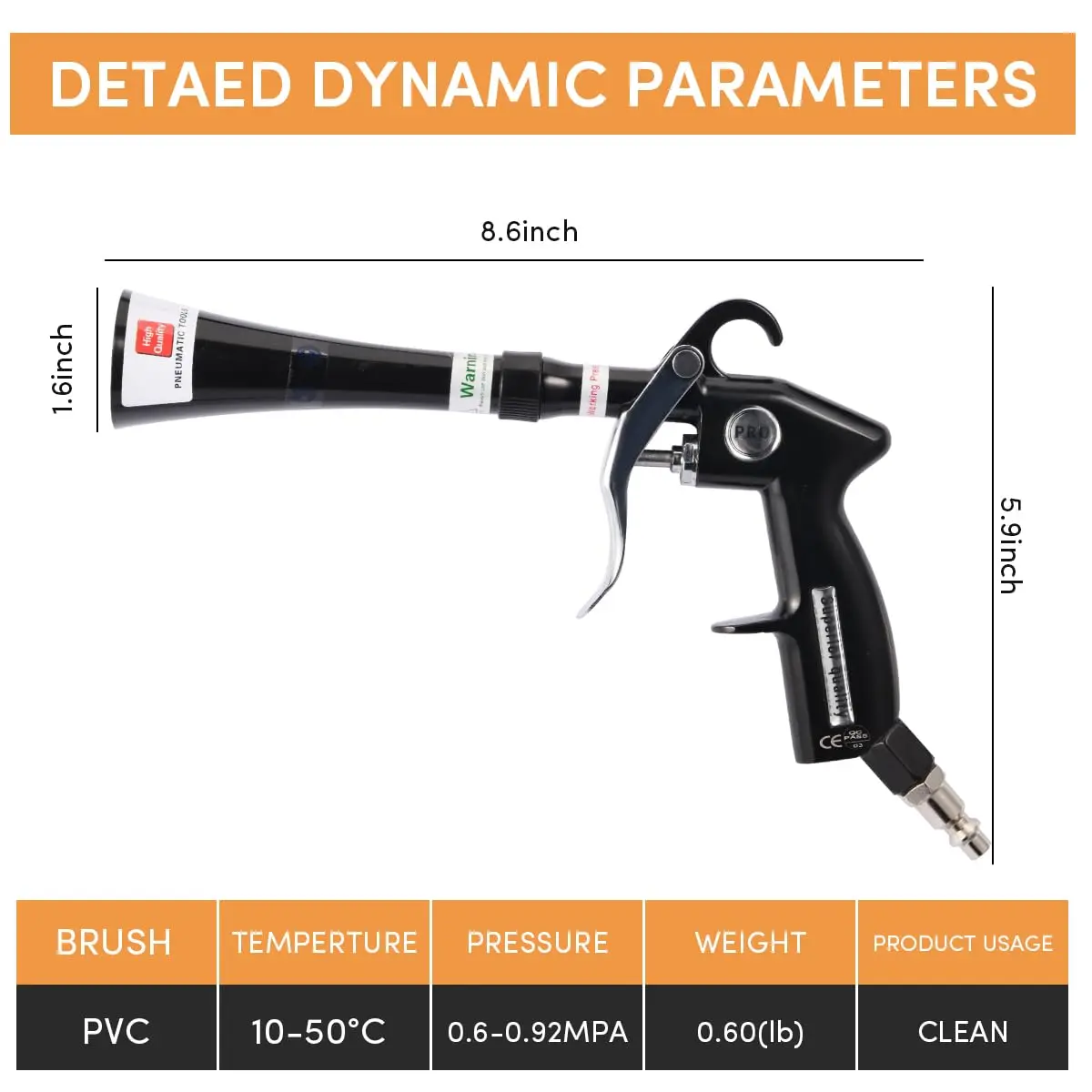 ANABIUP Tornado Air Blow Gun for Car Detailing | High-Pressure Dry Cleaning Tool with Brass Nozzle (0.28kg) - view 3