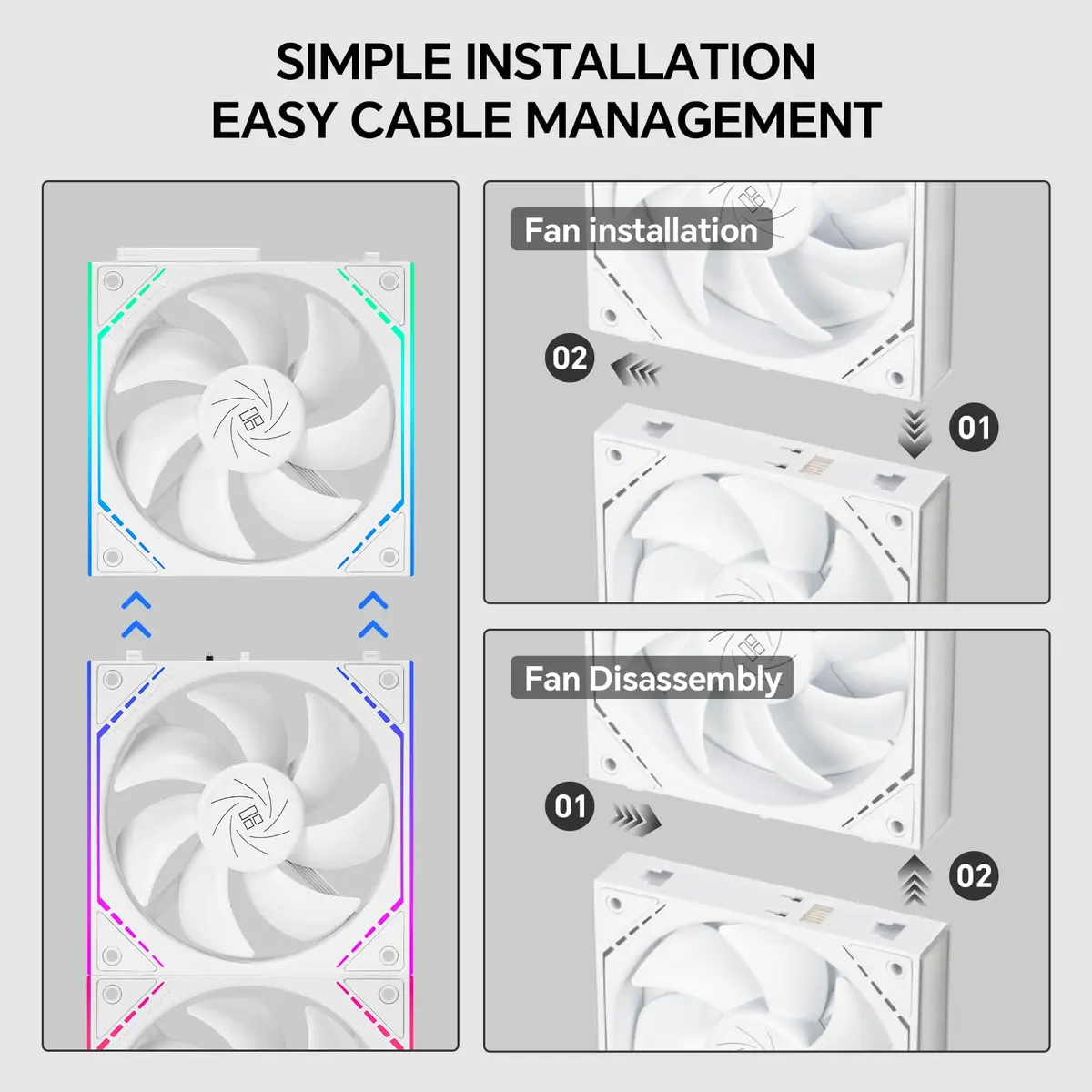 Thermalright TL-M12QW X3 120mm ARGB White Case Fans 3-Pack | 2000RPM PWM 68.9CFM - view 3