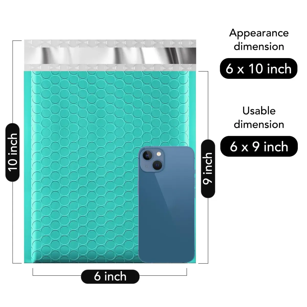 Fuxury Teal Bubble Mailers 6x10" (9600 Pack) | Bulk Value Pack for Small Business Mailing - main product image