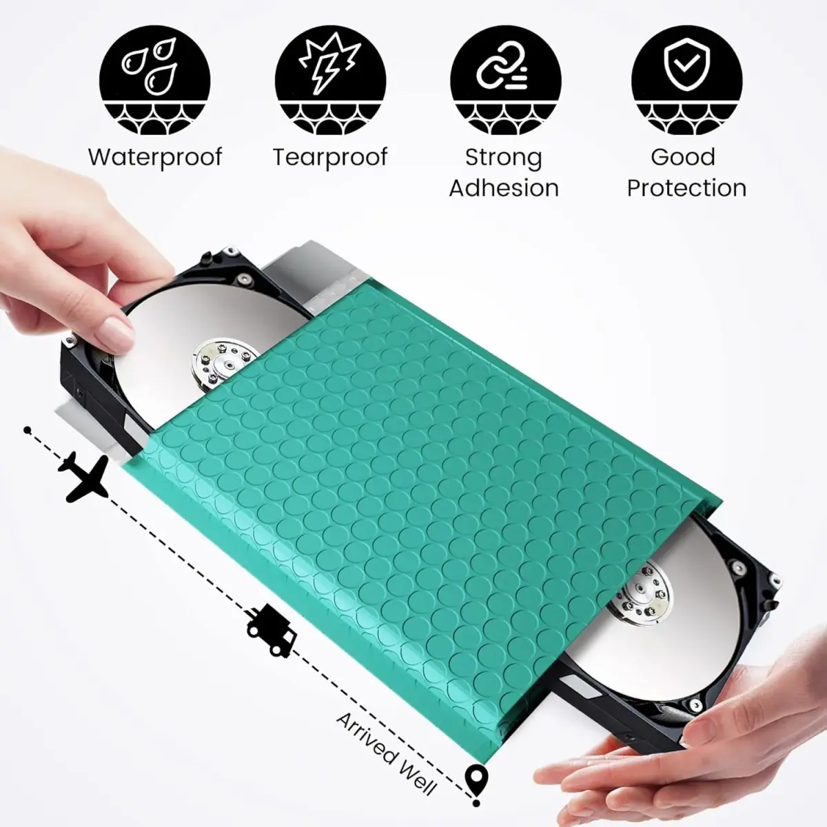 Fuxury Teal Bubble Mailers 6x10" (9600 Pack) | Bulk Value Pack for Small Business Mailing - view 3