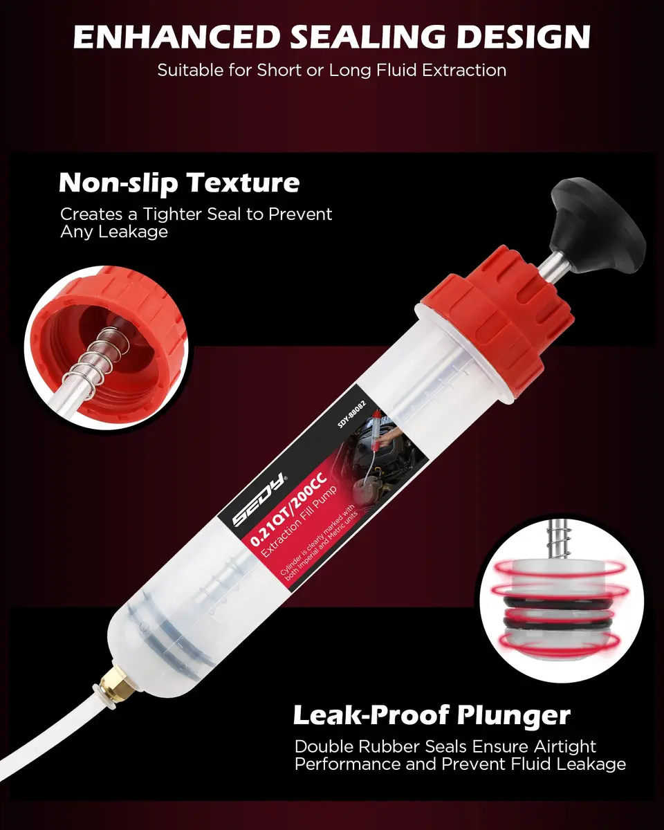 SEDY 200CC Automotive Fluid Extractor Syringe Pump with Long Hose & Extension Tubes | Precise Oil & Fluid Transfer in India - view 6