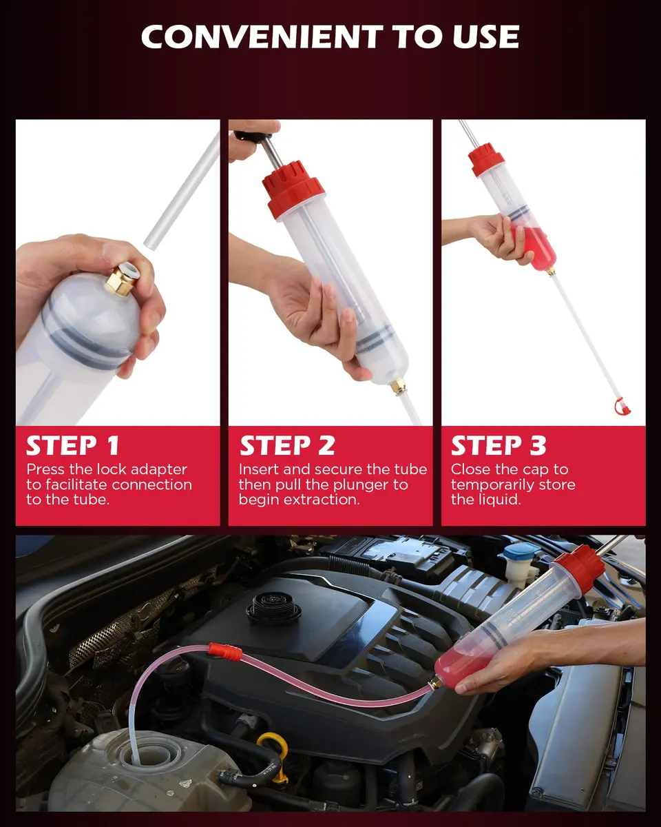 SEDY 200CC Automotive Fluid Extractor Syringe Pump with Long Hose & Extension Tubes | Precise Oil & Fluid Transfer in India - view 7
