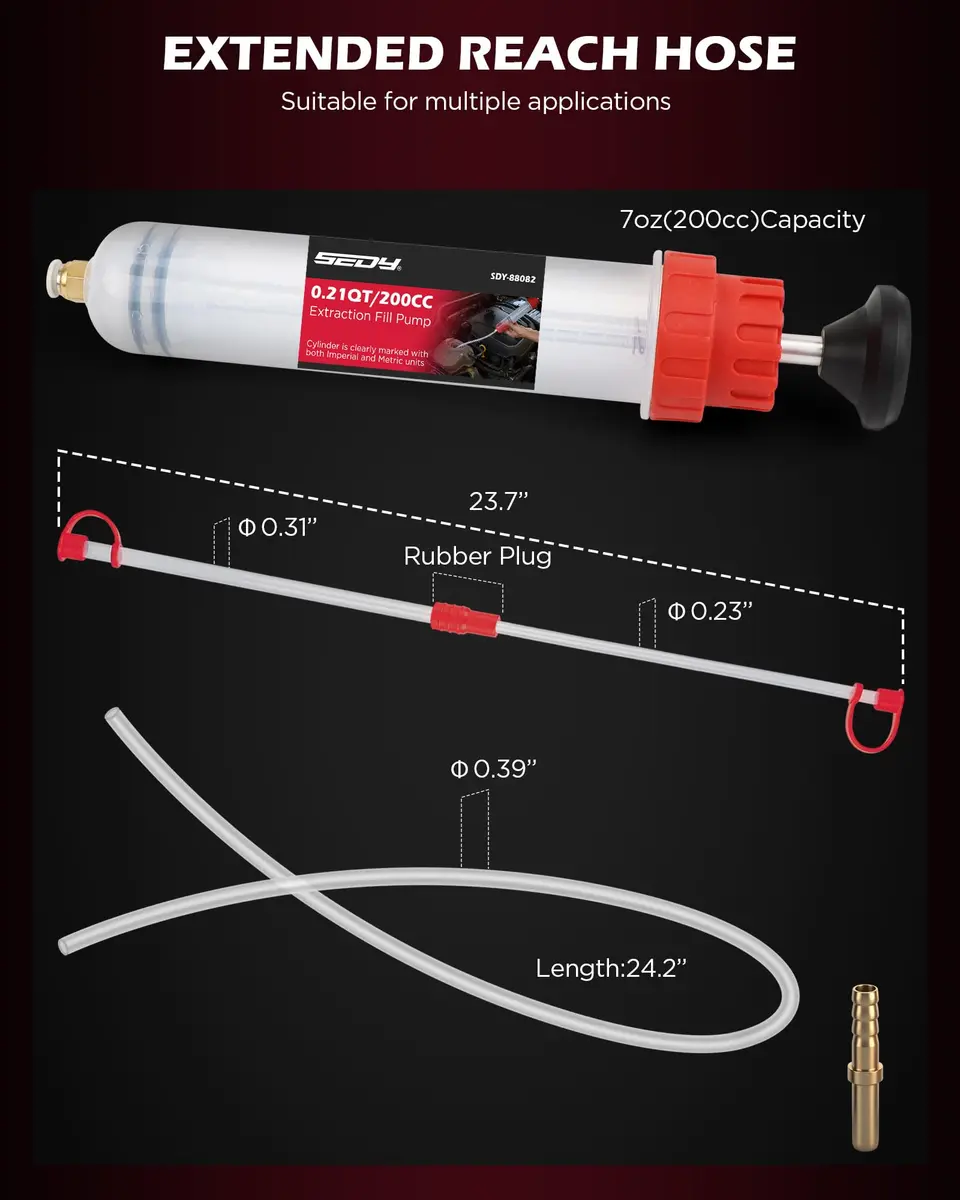 SEDY 200CC Automotive Fluid Extractor Syringe Pump with Long Hose & Extension Tubes | Precise Oil & Fluid Transfer in India - view 3