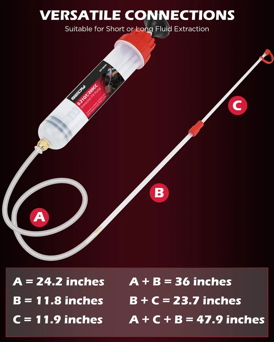 SEDY 200CC Automotive Fluid Extractor Syringe Pump with Long Hose & Extension Tubes | Precise Oil & Fluid Transfer in India - view 4