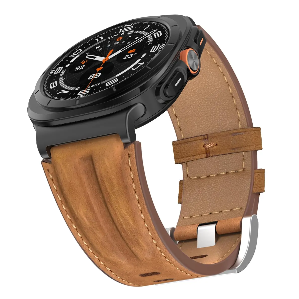 Bouixel Genuine Leather Band for Samsung Galaxy Watch Ultra 2/1 47mm | Black-Deep Brown - main product image