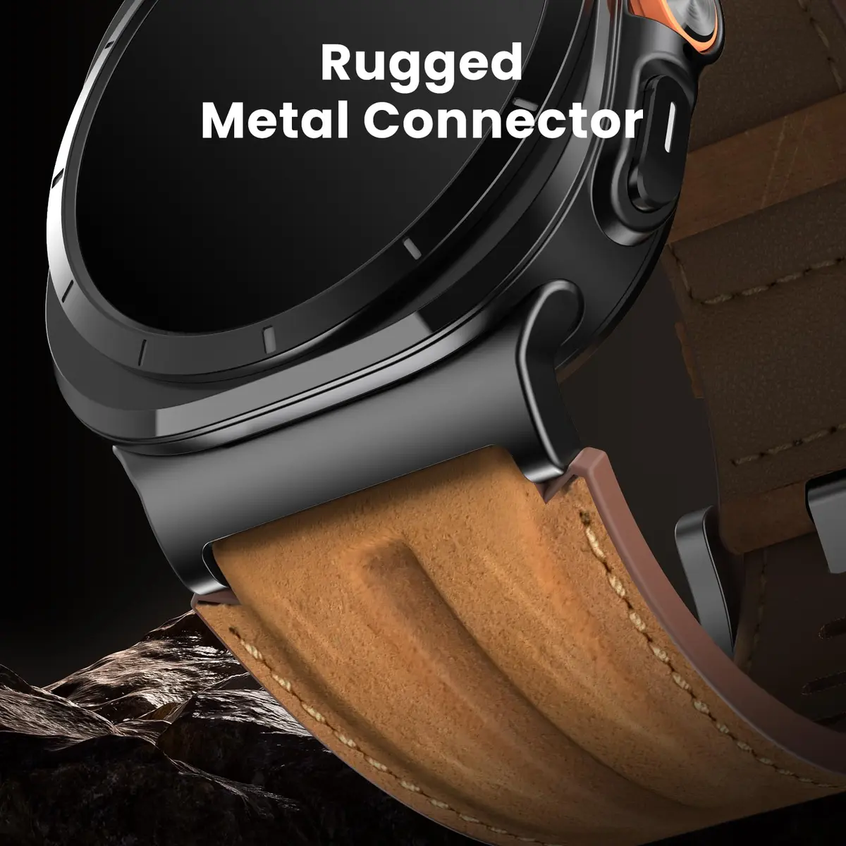 Bouixel Genuine Leather Band for Samsung Galaxy Watch Ultra 2/1 47mm | Black-Deep Brown - view 2