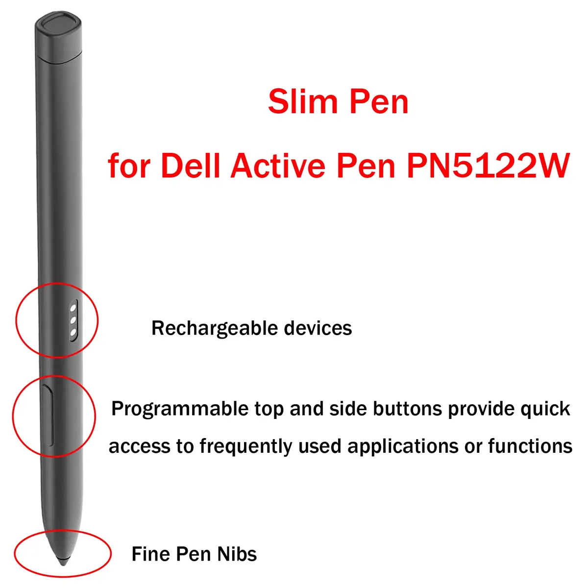 Dogxiong Slim Pen for HP EliteBook x360 1030 G3/G4 1040 G5/G6 Active Pen G3 | Rechargeable Stylus with 4096 Pressure Levels - view 2