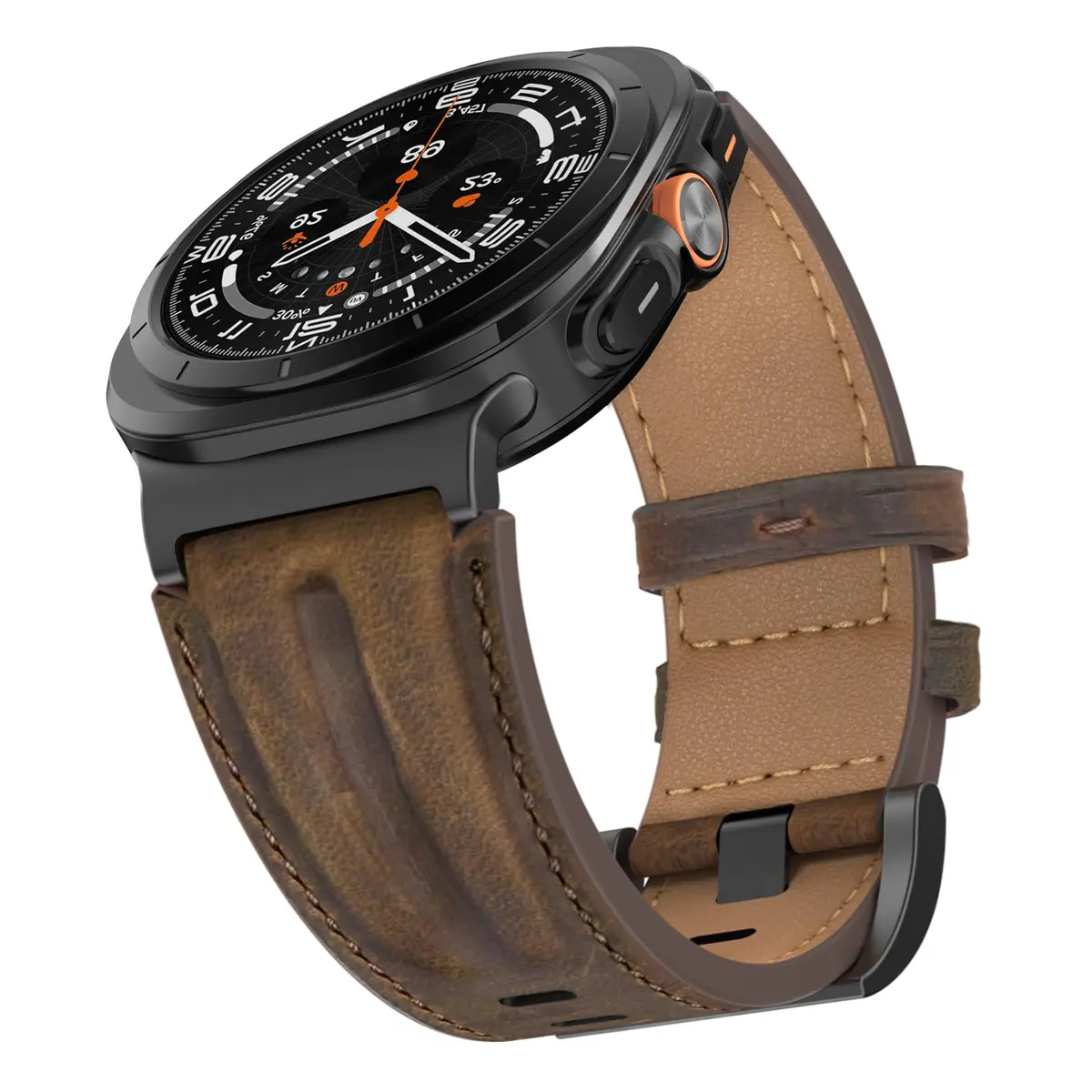 Bouixel Genuine Leather Band for Samsung Galaxy Watch Ultra 47mm | Black-Dark Coffee - main product image
