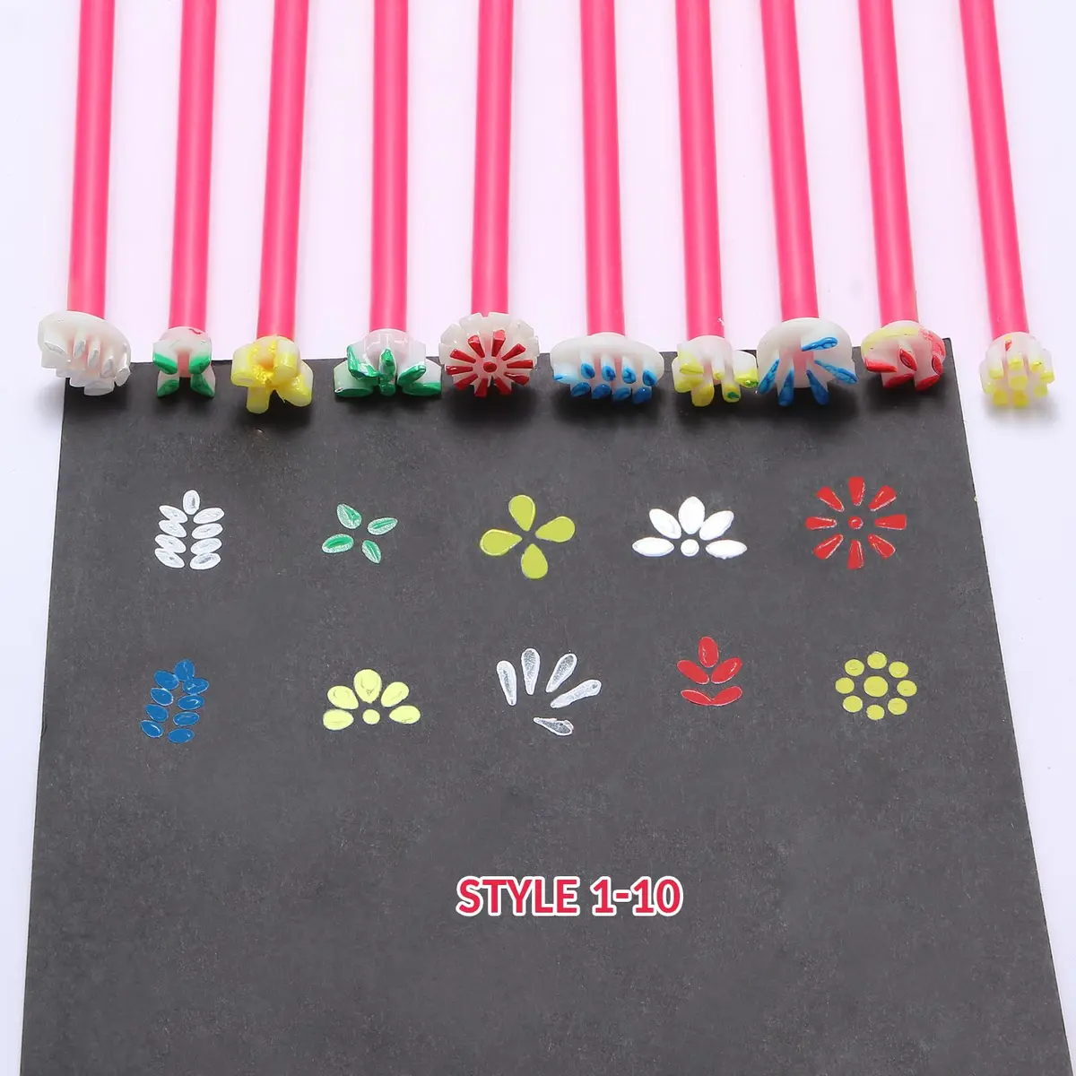 DAFENCHI Flower Floral Dotting Tools for Dot Painting, 10 Pens | 20 Shapes - view 4