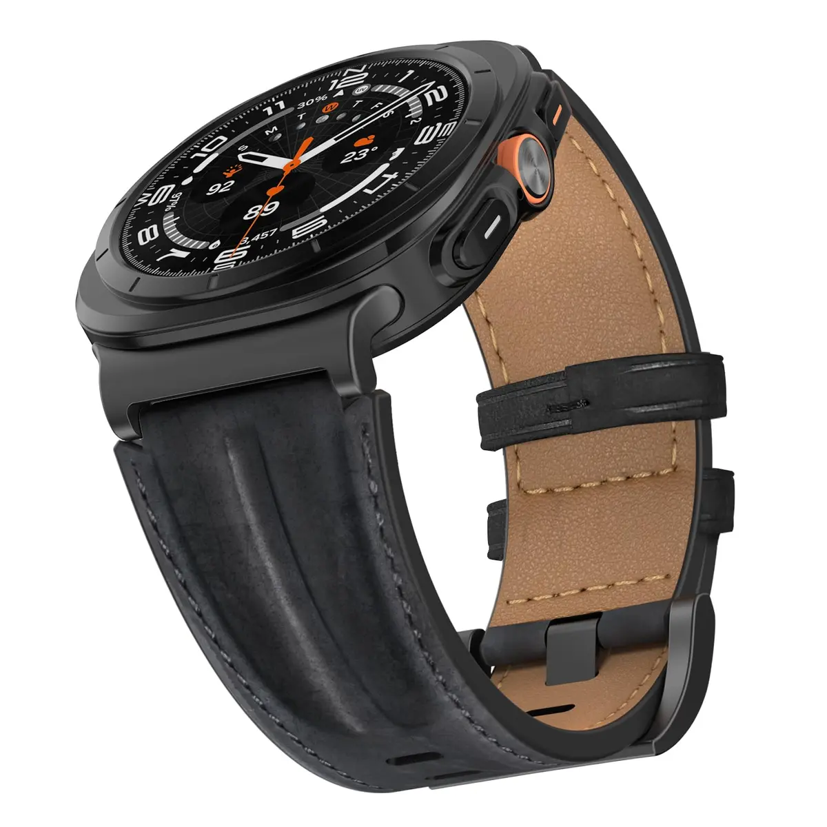 Bouixel Genuine Leather Band for Samsung Galaxy Watch Ultra 2/1 47mm | Black-Black - main product image