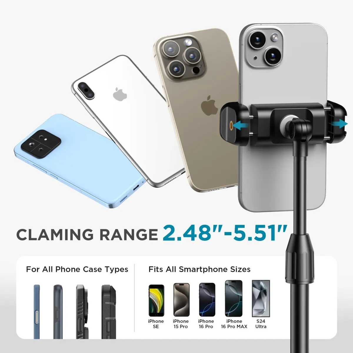 InnoGear Telescopic Webcam Stand with Phone Holder | 29.5 cm (11.42") Height Adjustment - view 5