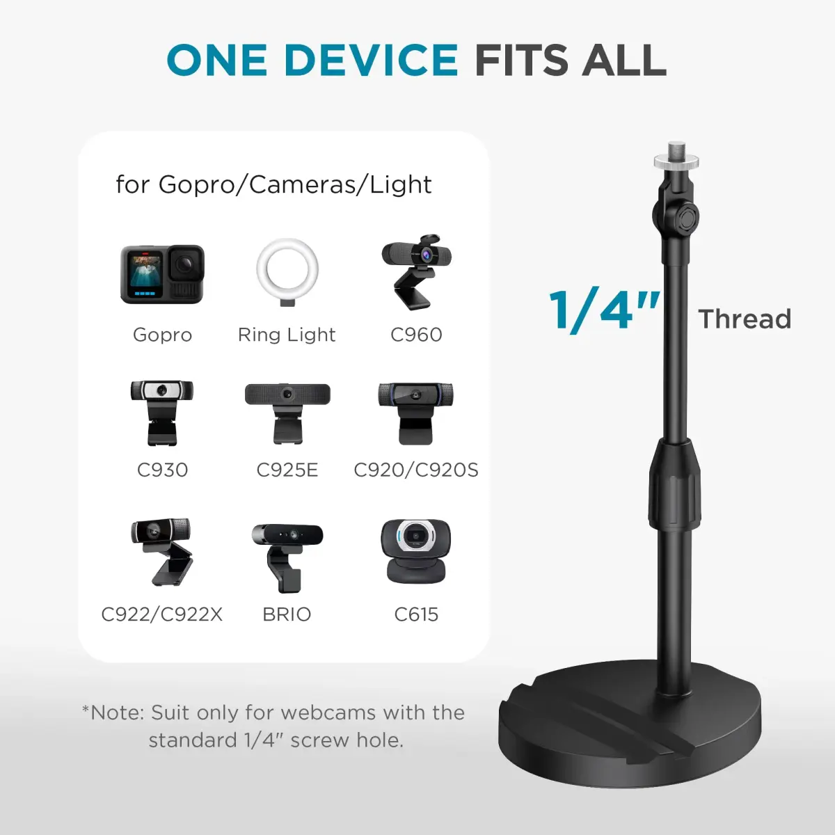 InnoGear Telescopic Webcam Stand with Phone Holder | 29.5 cm (11.42") Height Adjustment - view 6