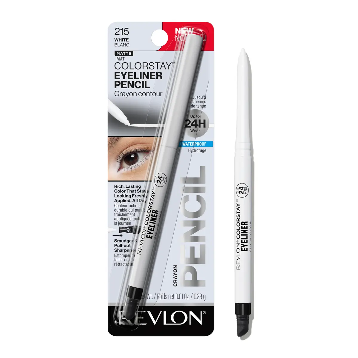 REVLON ColorStay Waterproof Eyeliner Pencil White 0.3g (0.01 oz) | Long-Lasting Matte Finish - main product image