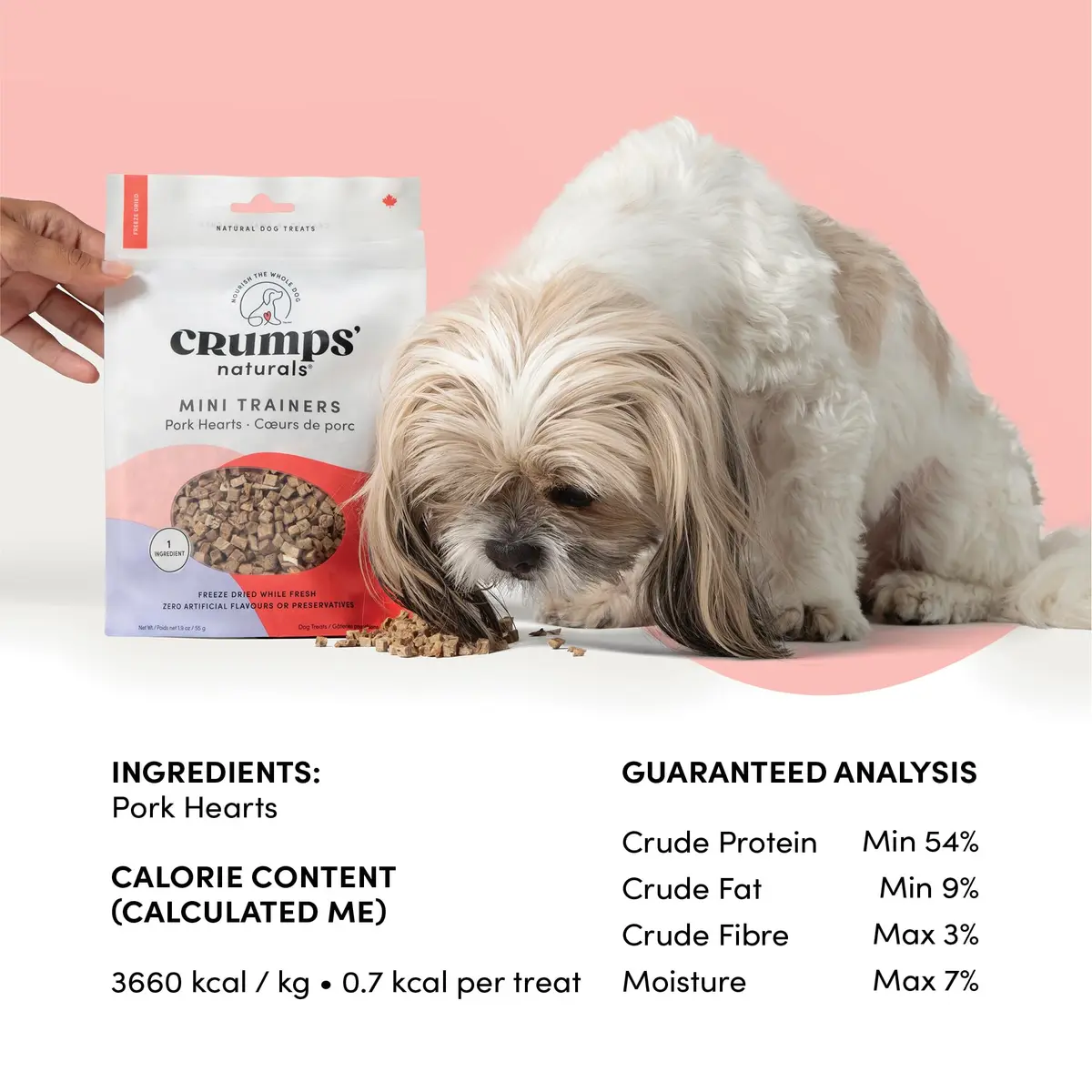 Crumps’ Naturals Mini Trainers Freeze Dried Pork Hearts 4.06oz | Protein Training Treats for Dogs - view 8