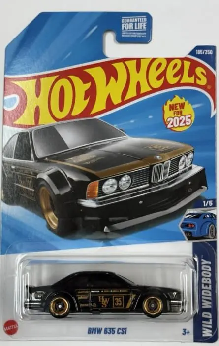 Mattel Non-Riding Toy Vehicle 1:64 Scale | Diecast BMW 635 CSi in Black & Gold - view 2