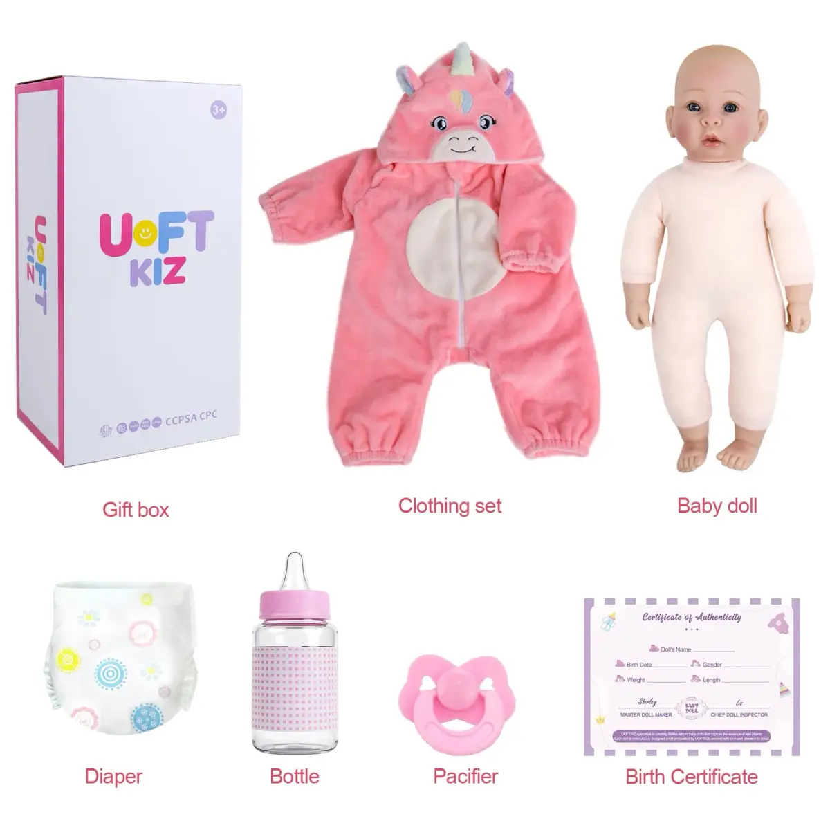 UOFTKIZ Realistic Baby Doll 17 Inch Soft Body with Accessories | Ages 3+ - view 7