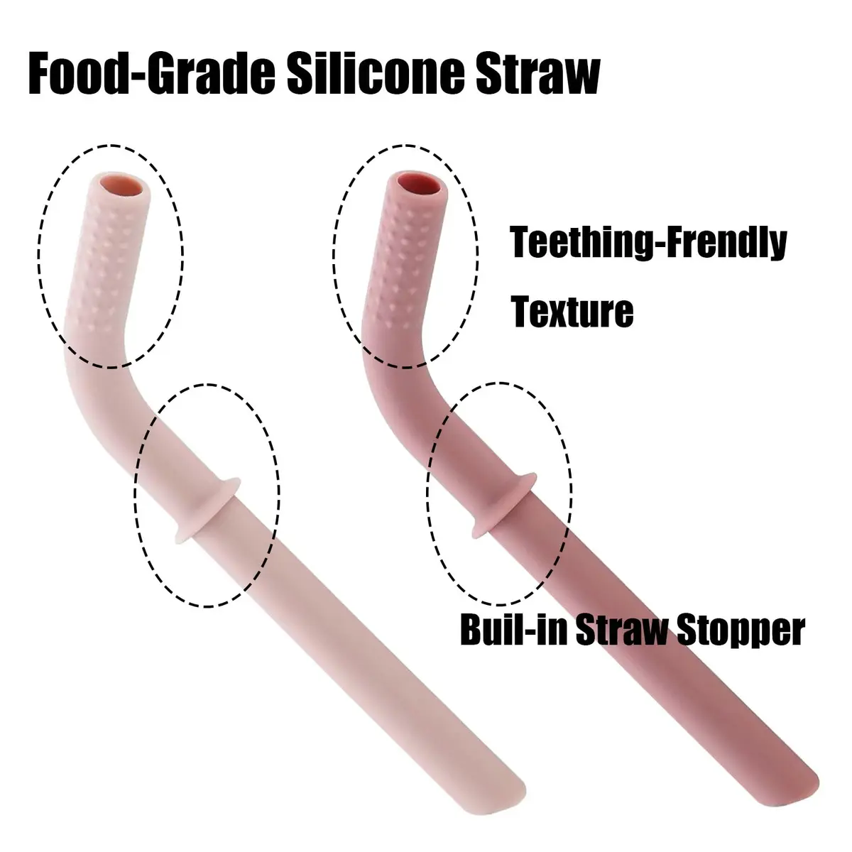 PandaEar Stainless Steel Baby Feeding Set | 2 Divided Plates, 2 Straw Cups, 2 Utensil Sets | 8-Piece Pink Set - view 5