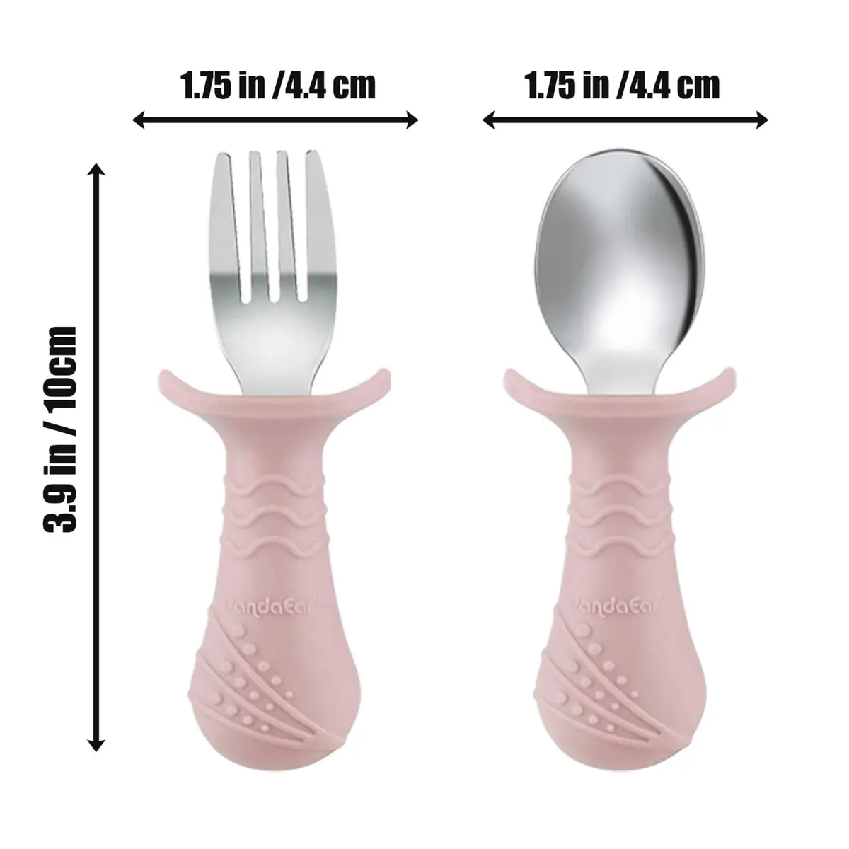 PandaEar Stainless Steel Baby Feeding Set | 2 Divided Plates, 2 Straw Cups, 2 Utensil Sets | 8-Piece Pink Set - view 8
