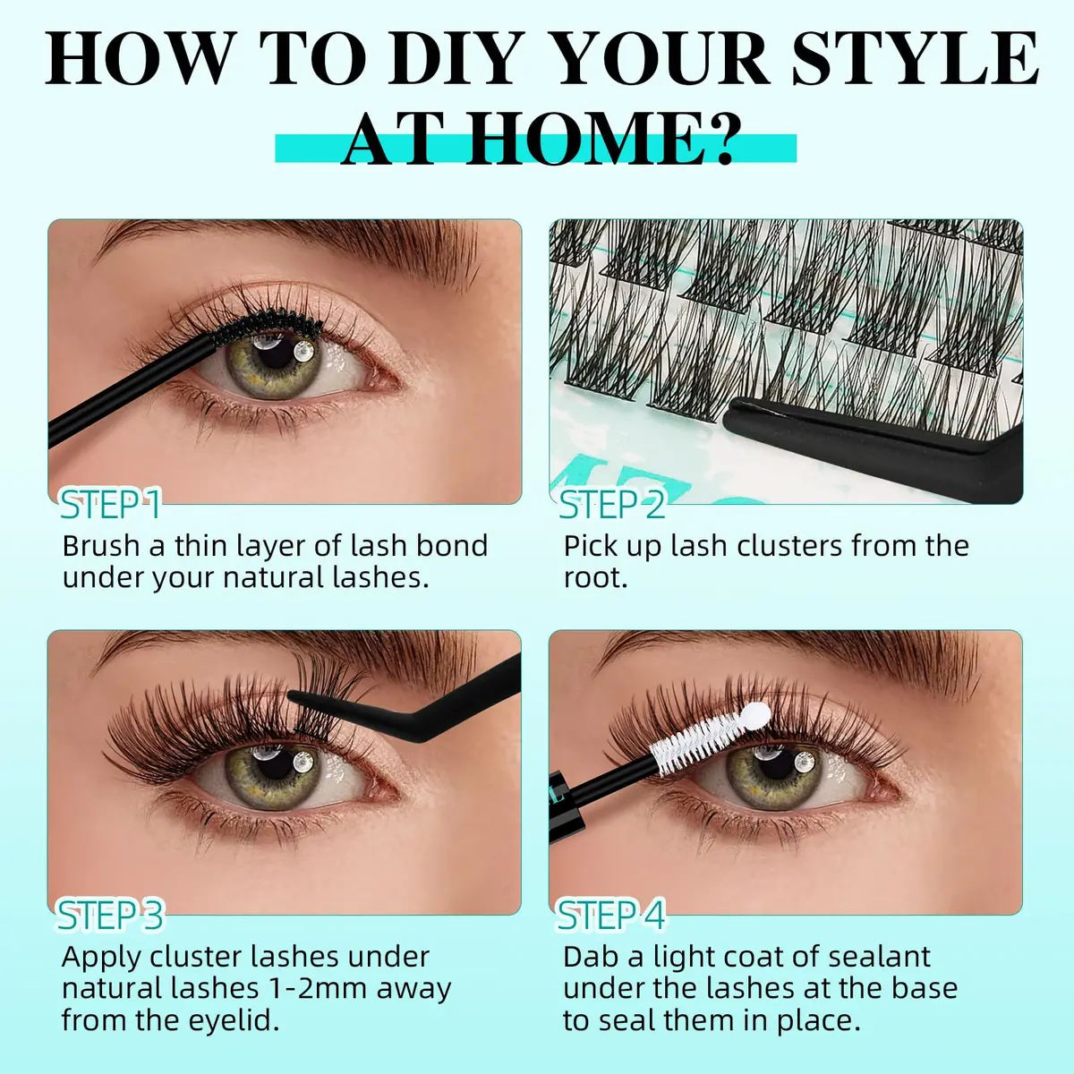 AMZGIRL Lash Clusters 144PCS 8-16MM | Natural Wispy Look, DIY Friendly - view 5