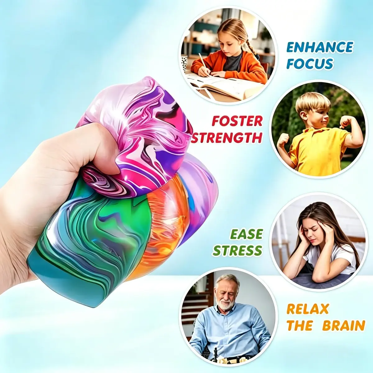 Drephere Ice Cube Stress Ball 5.5cm (2.2 inch) | Non-Toxic Sensory Toy for Kids & Adults - view 3