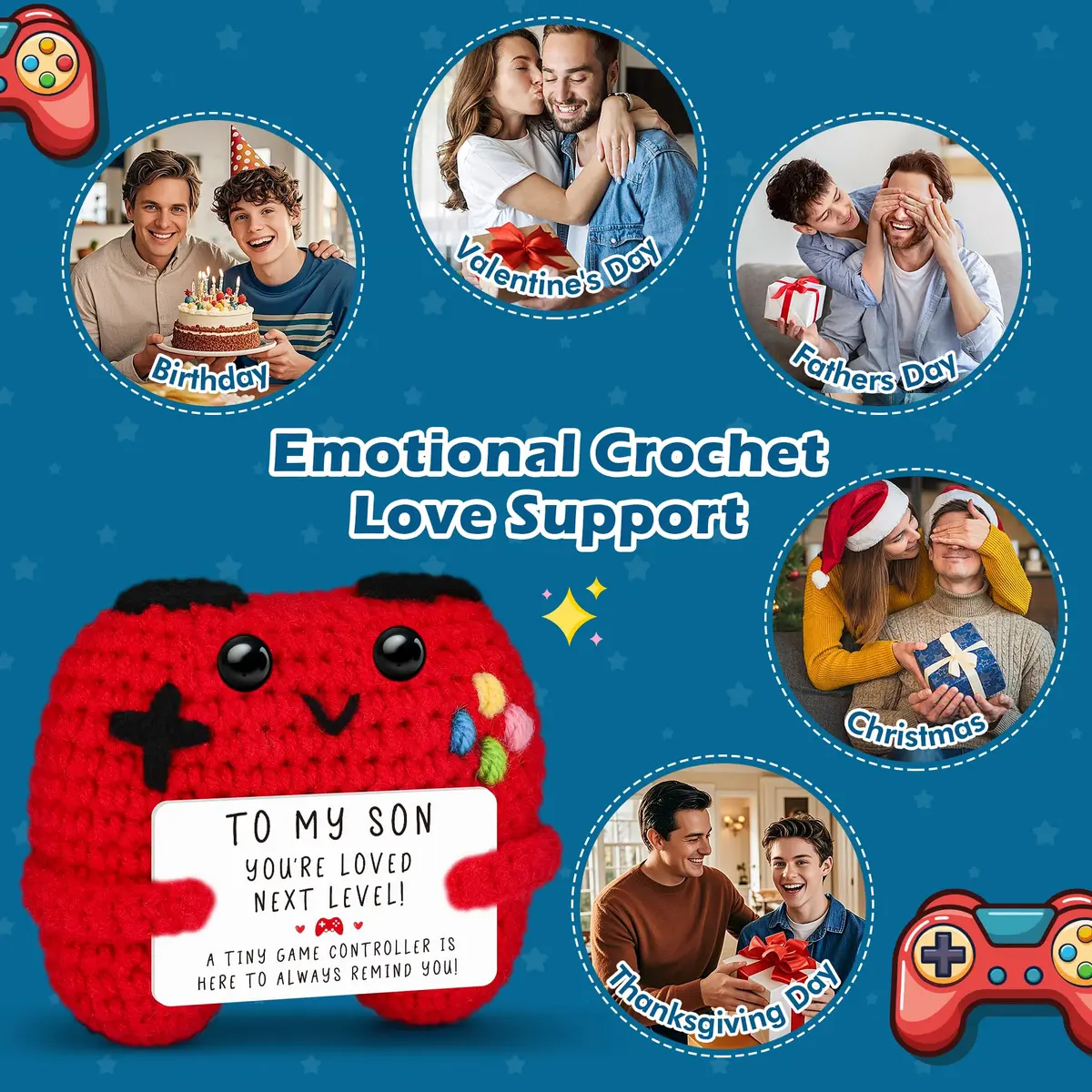 Busy Gaming Life Crochet Game Controller Plush 4 cm (1.6 inches) | Handmade Emotional Support Toy - view 5