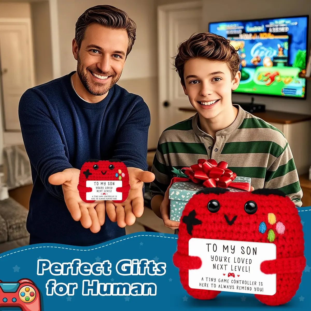 Busy Gaming Life Crochet Game Controller Plush 4 cm (1.6 inches) | Handmade Emotional Support Toy - view 6