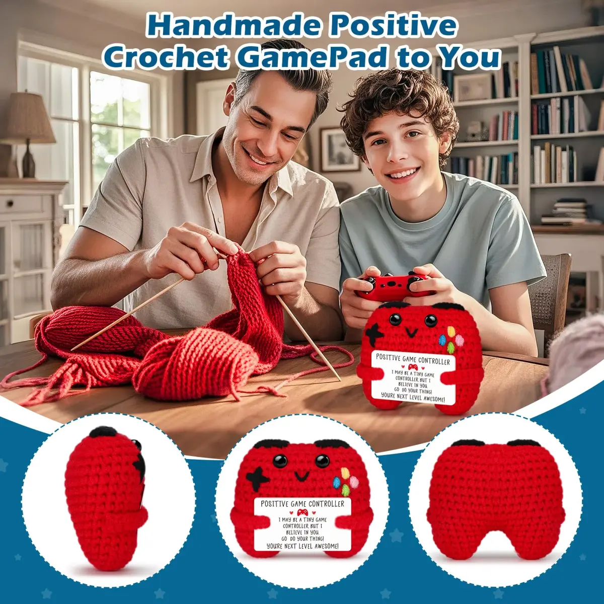 Busy Gaming Life Mini Handmade Crochet Game Controller 4.1cm (1.6 inches) | "YOU'RE NEXT LEVEL AWESOME!" Message - view 3