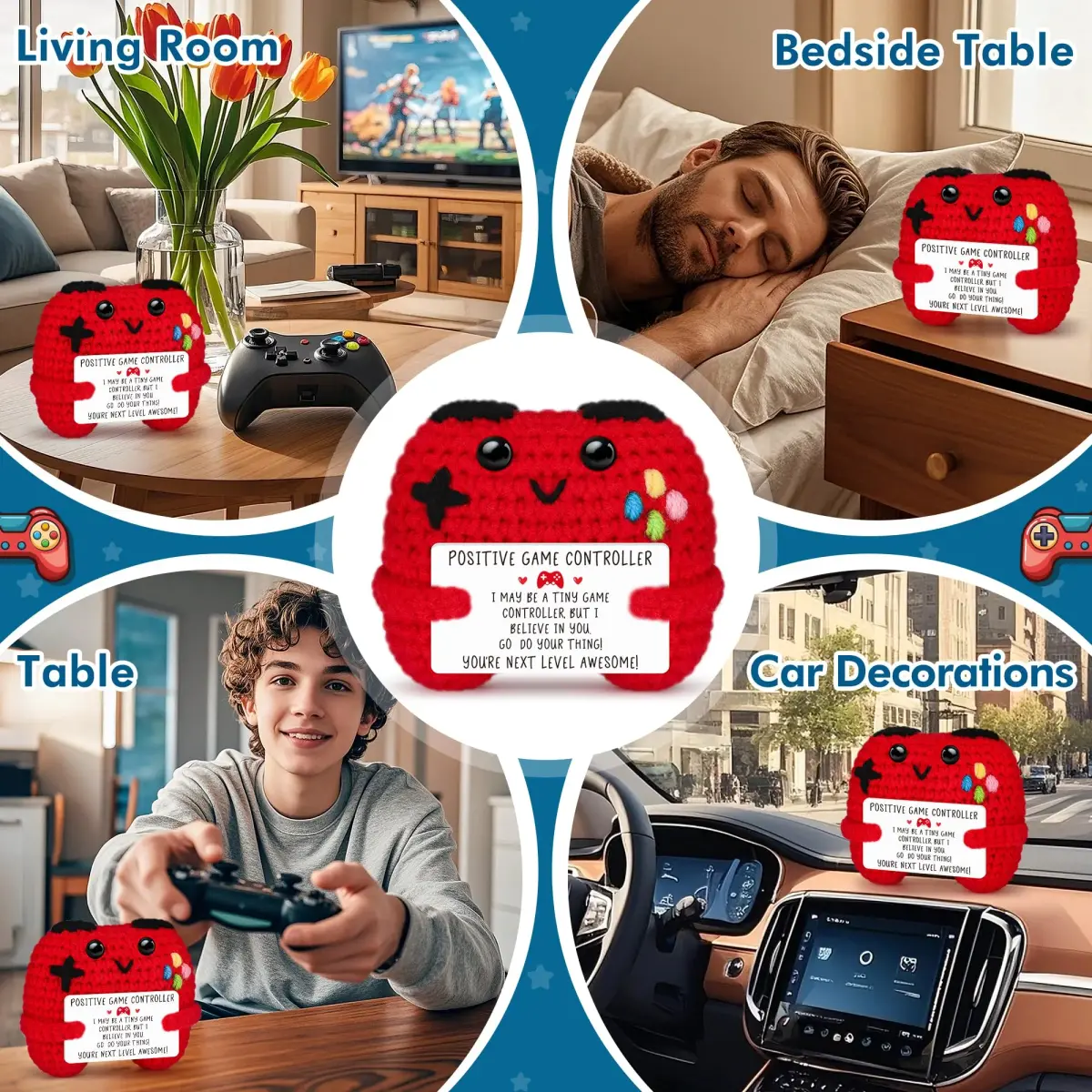 Busy Gaming Life Mini Handmade Crochet Game Controller 4.1cm (1.6 inches) | "YOU'RE NEXT LEVEL AWESOME!" Message - view 4