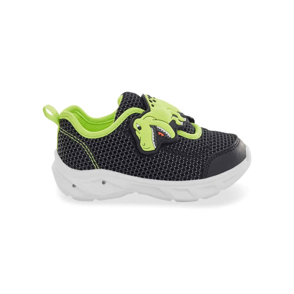 Carter's Hug Light-Up Sneakers for Girls, Black, Size M | Whimsical Dinosaur Design, Easy Hook & Loop Closure - view 5
