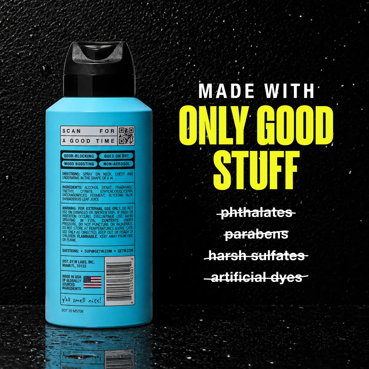 W Jake Paul Wave Breaker Body Spray for Men 3.4 fl oz | Odor Blocking, Long Lasting, Made for Active Men - view 6
