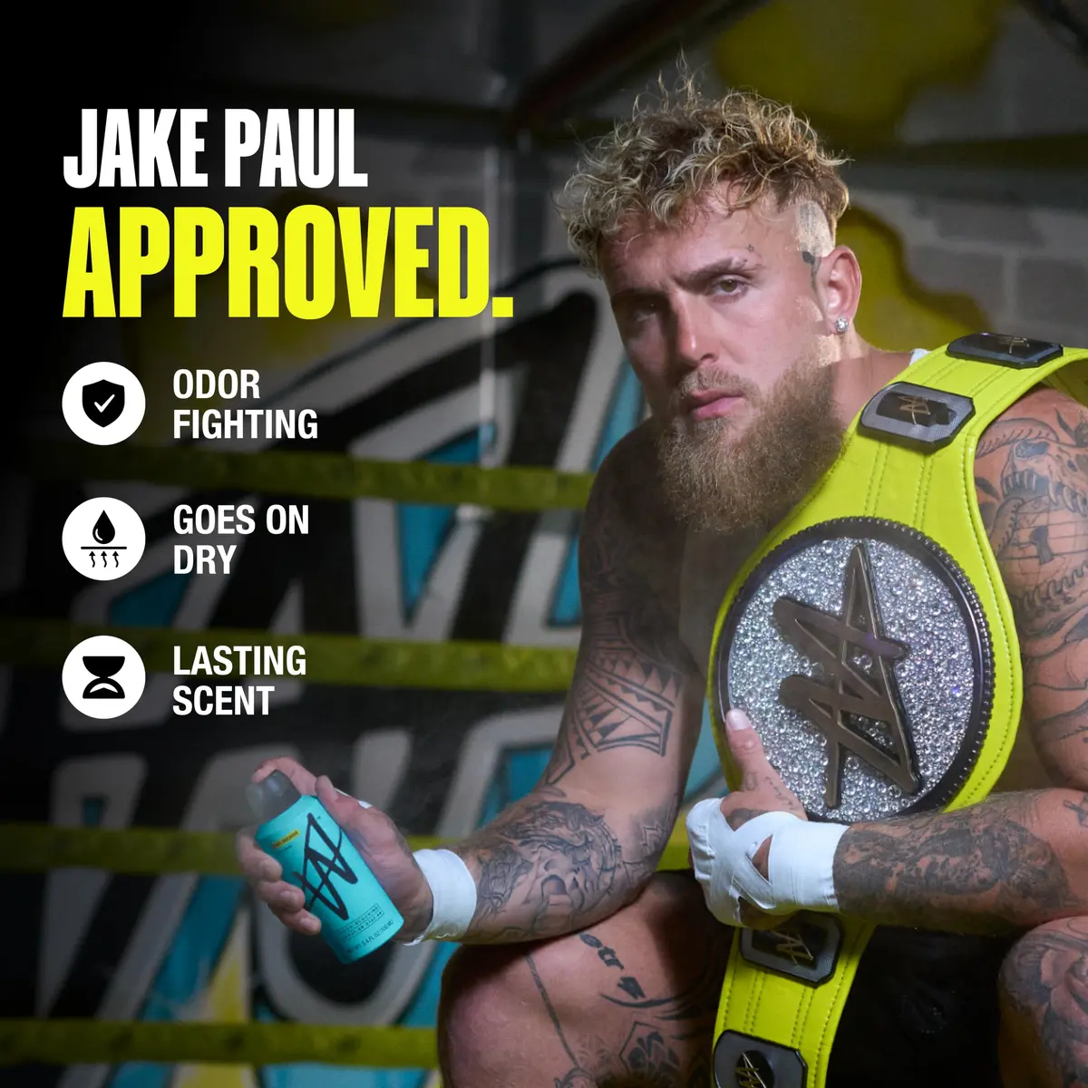 W Jake Paul Wave Breaker Body Spray for Men 3.4 fl oz | Odor Blocking, Long Lasting, Made for Active Men - view 2