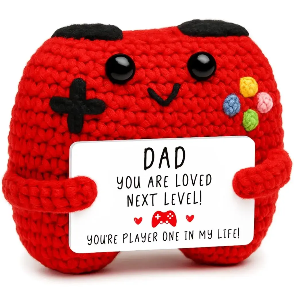 Busy Gaming Life Crochet Game Controller Dad Gifts for Birthday, Best Dad Ever Gifts for Father from Son Daughter, New Dad Gift for Daddy Fathers Day | Mini Handmade Crochet Game Controller - main product image