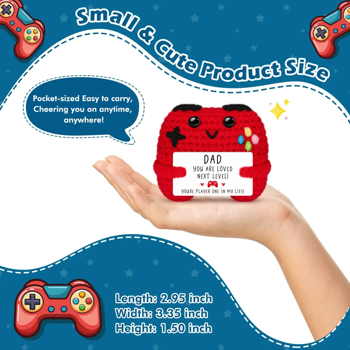 Busy Gaming Life Crochet Game Controller Dad Gifts for Birthday, Best Dad Ever Gifts for Father from Son Daughter, New Dad Gift for Daddy Fathers Day | Mini Handmade Crochet Game Controller - view 2