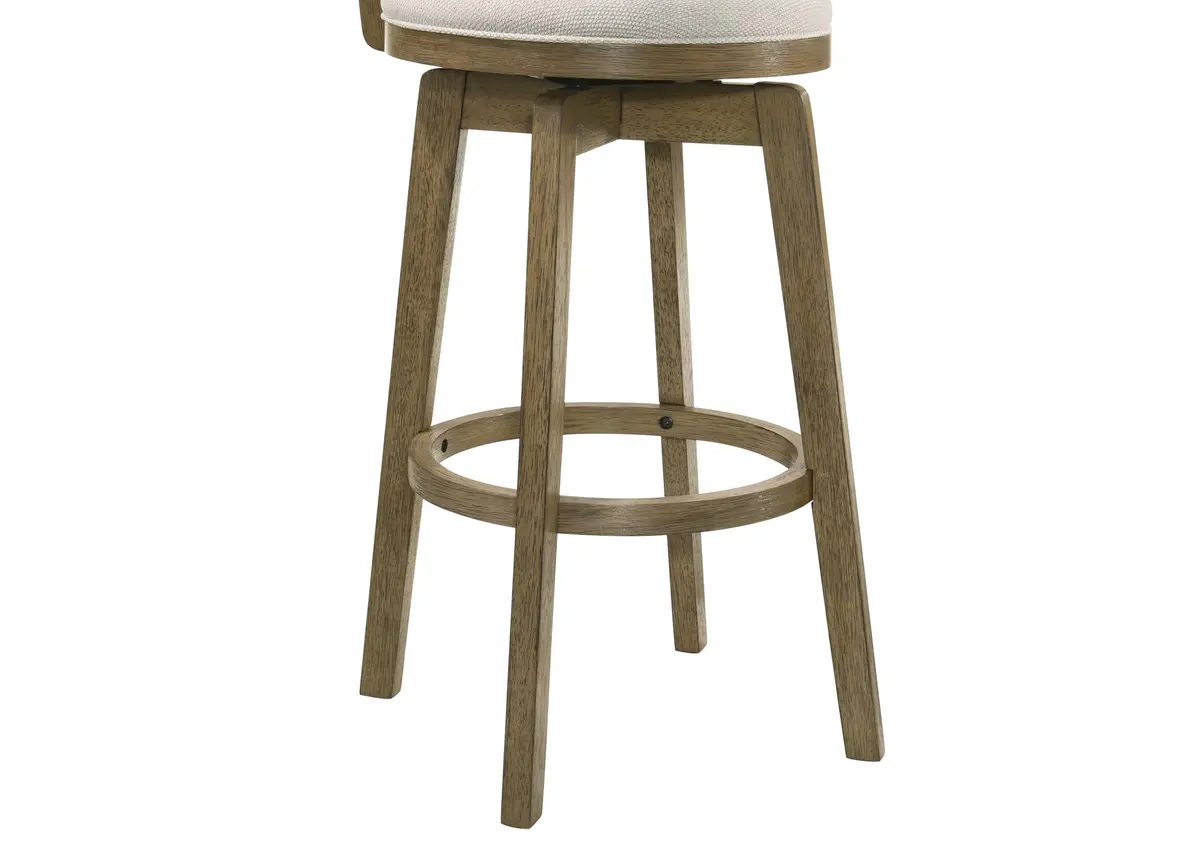 Armen Living Isla 26 in. Putty Brown Counter Height Rubberwood Swivel Barstool with Cream Fabric Seat - view 6