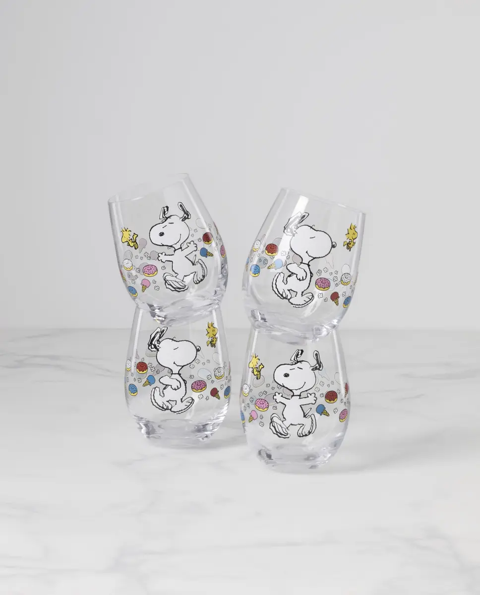 Lenox Chef Snoopy Glass Tumblers 532ml (18oz) Set of 4 | Officially Licensed Peanuts Design - view 2