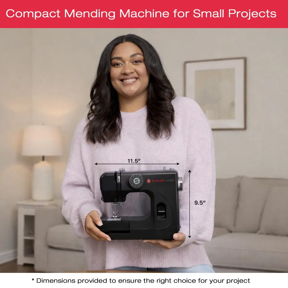 SINGER M1000 Portable Sewing Machine with Accessory Kit | Lightweight, 32 Stitch Applications, Beginner-Friendly (enables easy repairs, travel-ready, USA import) - view 2