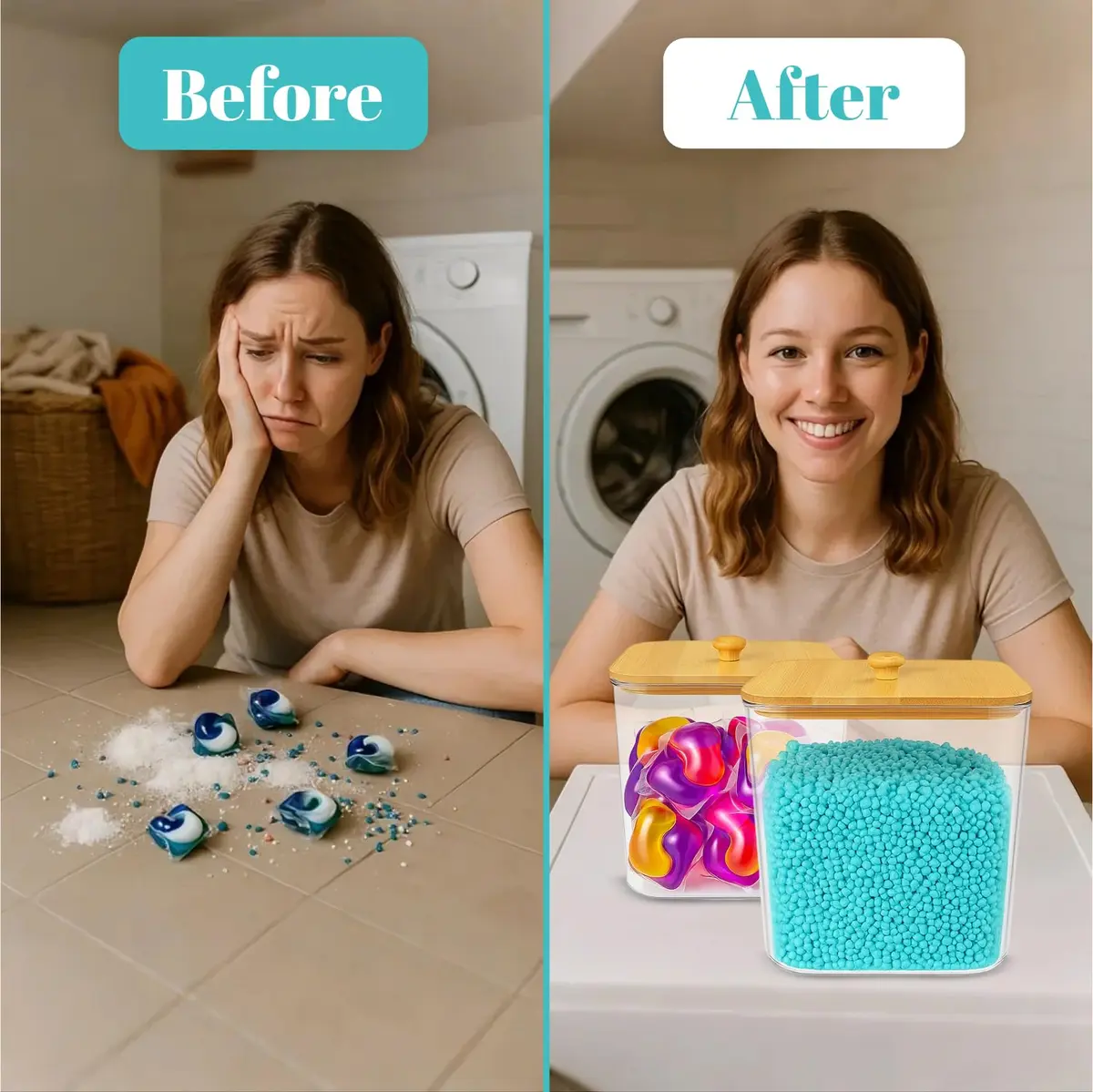 Yafur LLC 2+1 Laundry Pods Container & Dryer Sheet Holder Set | Modern Laundry Organization - view 6