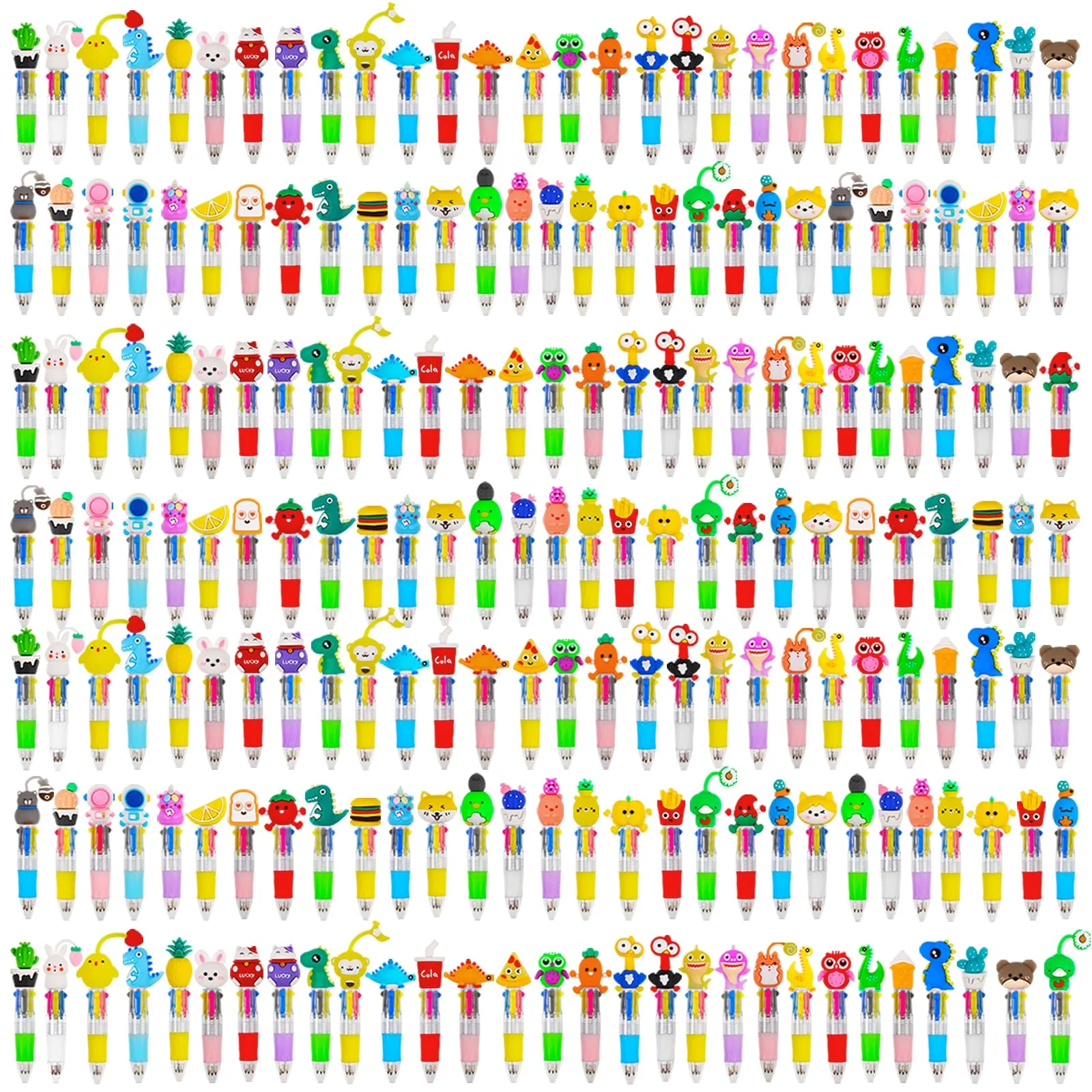 CZWZ 4-in-1 Mini Multicolor Ballpoint Pens Bulk (200 Count, Assorted Designs) | Smooth Ink Flow for Students & Parties - main product image