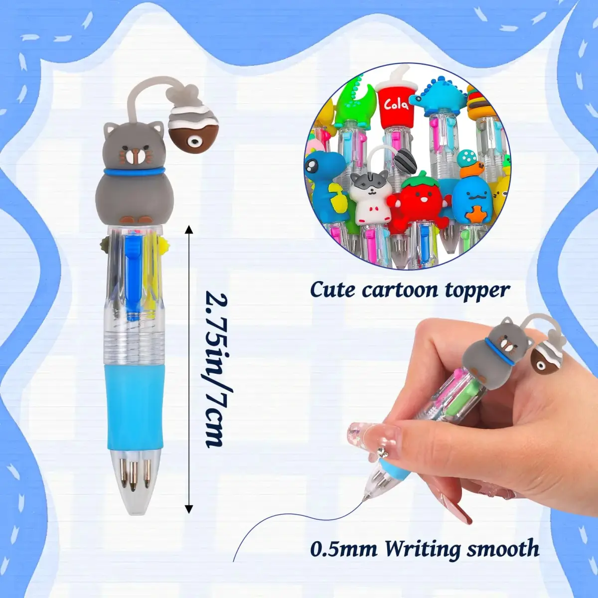 CZWZ 4-in-1 Mini Multicolor Ballpoint Pens Bulk (200 Count, Assorted Designs) | Smooth Ink Flow for Students & Parties - view 2