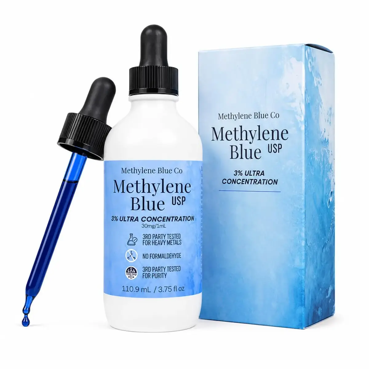 METHYLENE BLUE CO Methylene Blue USP 3% 3.75ml (0.127 Fl Oz) | Pharmaceutical Grade USA Made - main product image