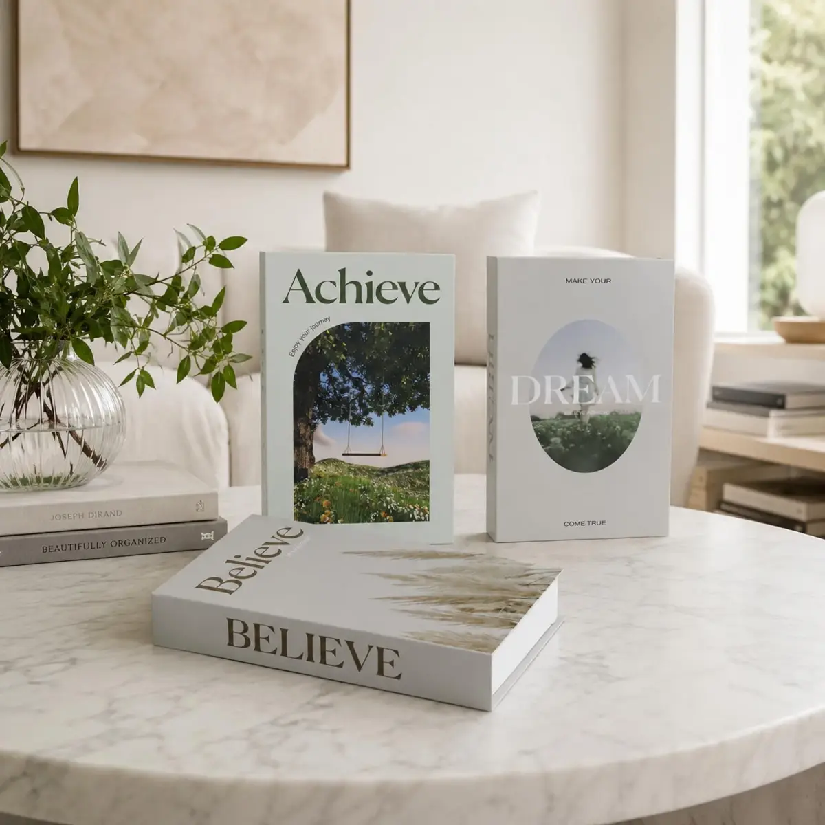 YOYMJBY Believe Achieve Dream Decorative Books 3 pcs (26.7 x 17 x 4.2 cm) | Aesthetic Home Decor for Coffee Tables & Shelves - view 5