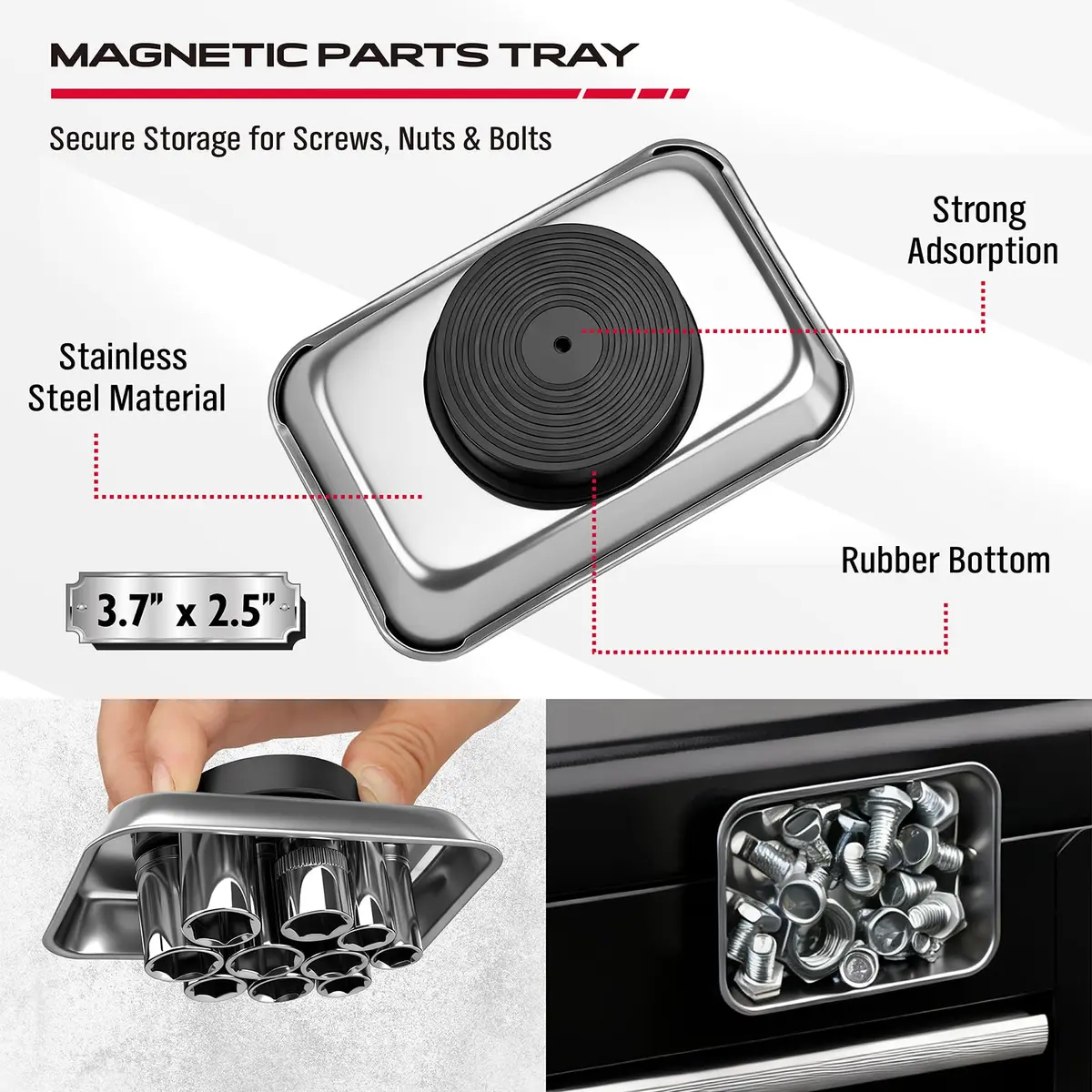 SEDY 4-Piece Magnetic Pickup Tools Set: 31in Telescoping Stick (78.7cm), 25in Pen Magnet (63.5cm), 20in Flexible Stick (50.8cm) | Workshop & Garage Essentials - view 6