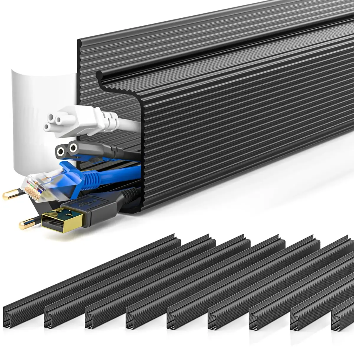 YECAYE Black Cable Management Kit | 157in (3.99m) Total Length - main product image