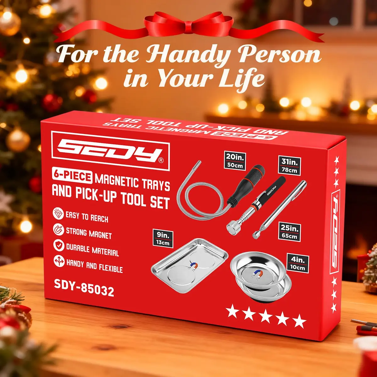 SEDY 6-Piece Telescoping Magnetic Pickup Tools Set with Trays | 31in Extendable Stick & Flexible Grabber - view 9
