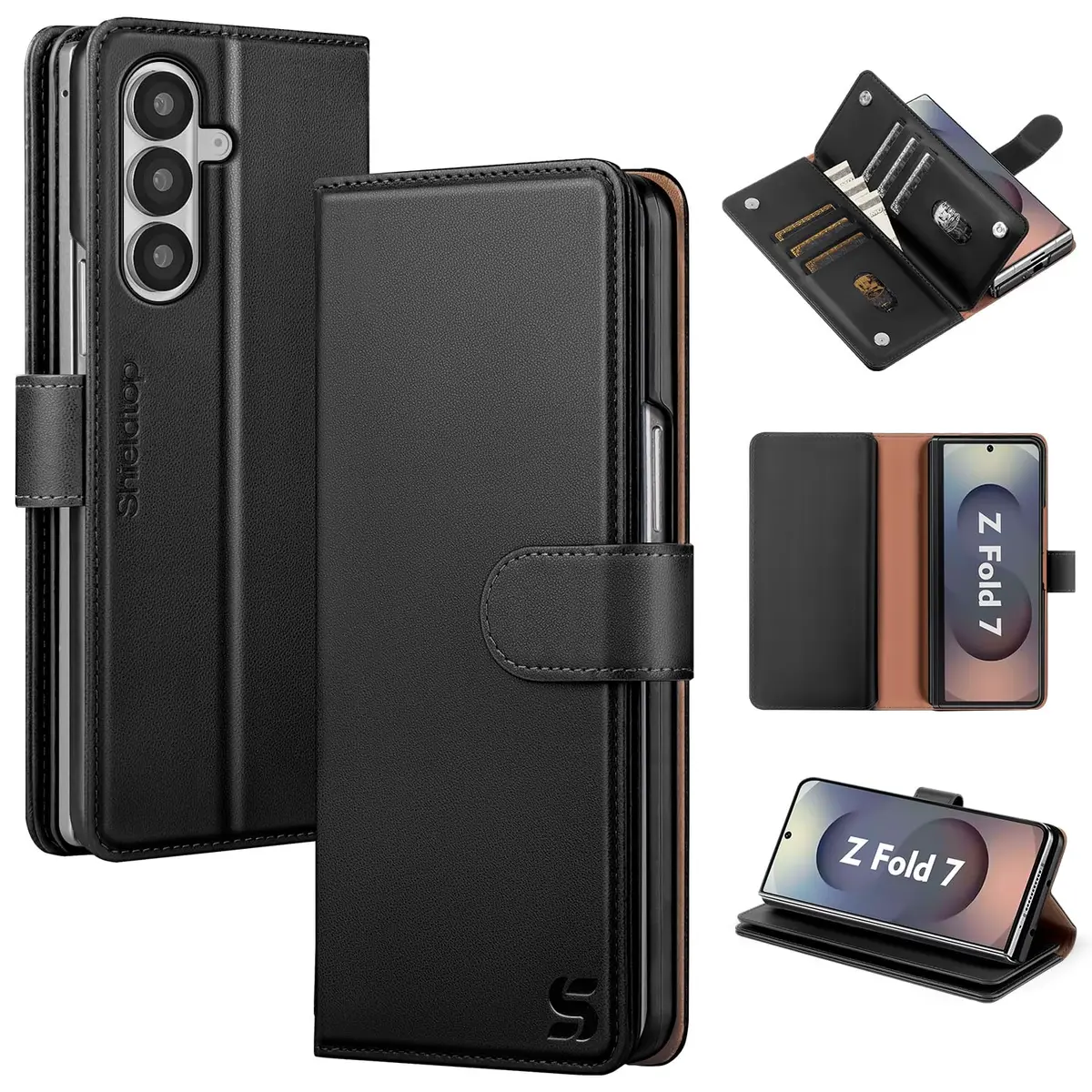 Shieldtop Black Wallet Case for Samsung Galaxy Z Fold 7 with Card Holder & RFID Blocking | 17.0cm (6.7in) Flip Folio - main product image