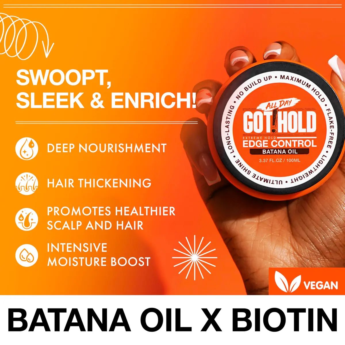 ALL DAY GOT HOLD Extreme hold Batana Oil Edge Control 2.02 fl.oz/60ml | Strong, Flexible Hold for Edges - view 3