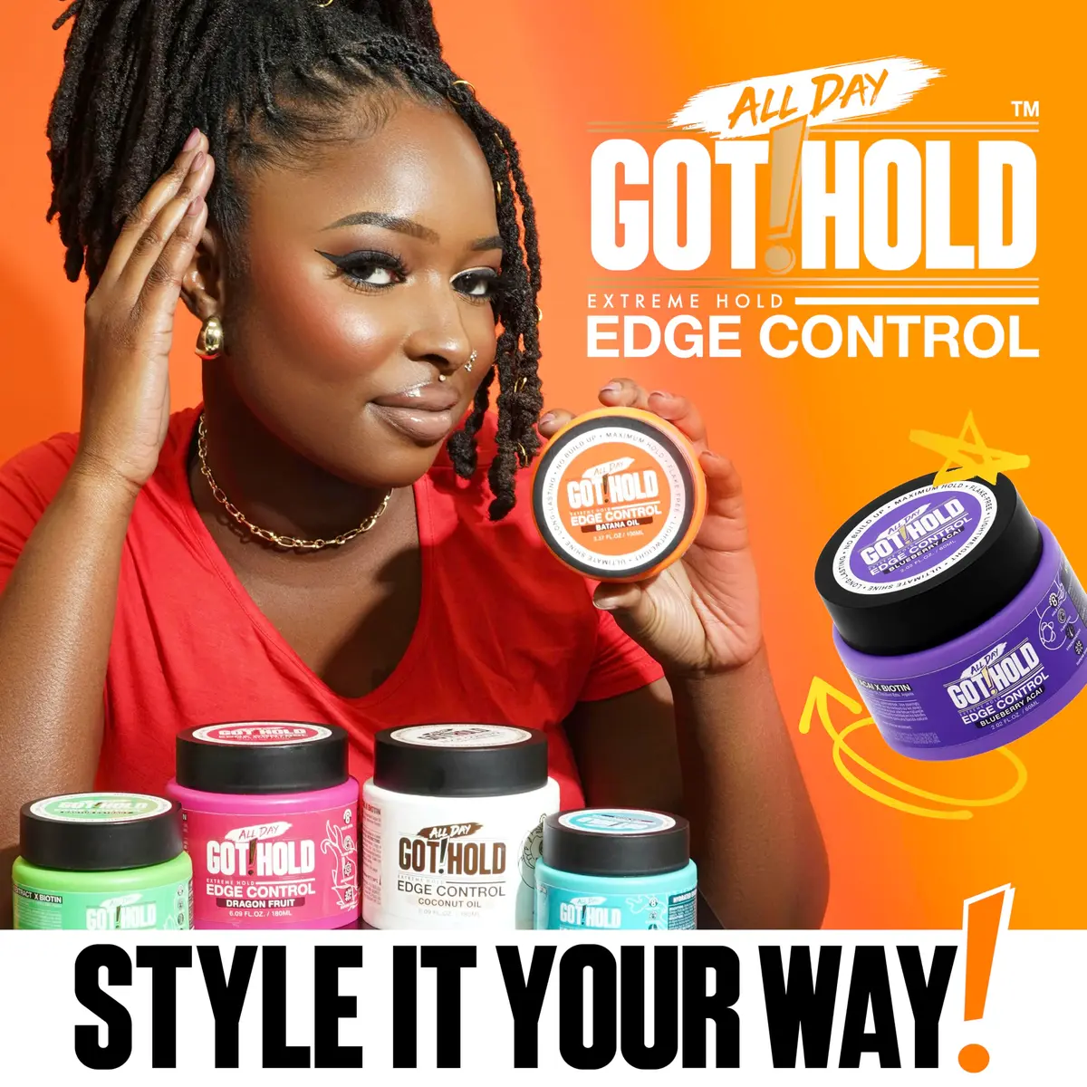ALL DAY GOT HOLD Extreme hold Cactus Extract Edge Control 60ml | Strong hold for sleek styles - view 2