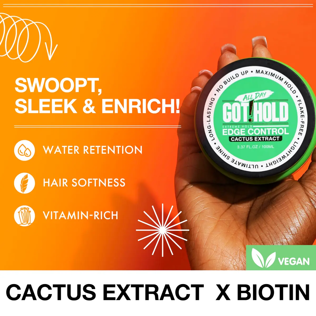 ALL DAY GOT HOLD Extreme hold Cactus Extract Edge Control 60ml | Strong hold for sleek styles - view 3